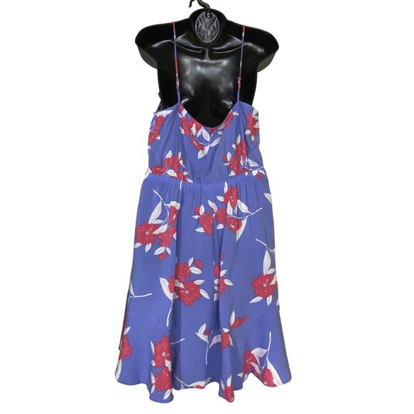 Express Vintage Floral Ruffle Blue Dress Size Large Boho western Feminine Sexy - Picture 3 of 8